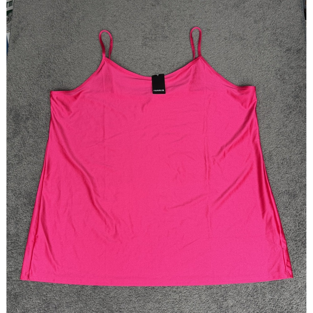 Torrid Shiny Nylon Scoop Neck Bodysuit Pink Peacock 4 4X 26 41160398 New